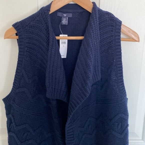 GAP Factory Sweater Vest Cardigan Chunky Cable‎ Knit Navy Size XS - Picture 2 of 8